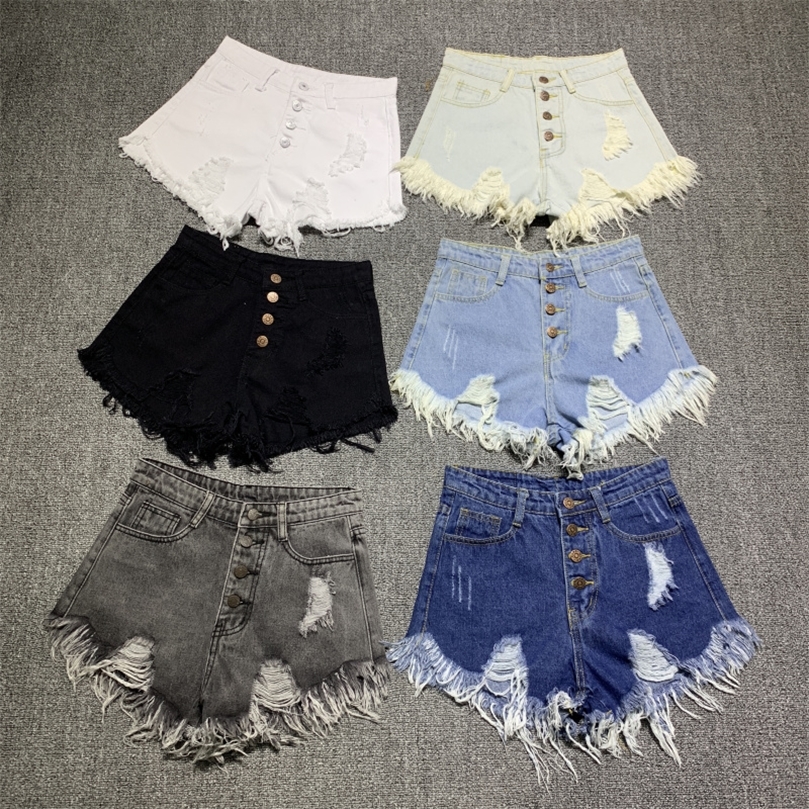 

female fashion casual summer denim booty Shorts high waists furlined penings Plus size sexy short Jeans 220527, Black