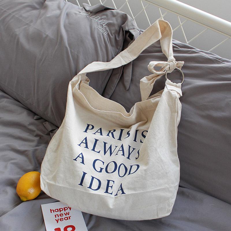 

Evening Bags Handbag Canvas Shoulder Bag Printed Letters Female Casual Large Capacity Ins Wind Fashion Trend Messenger, Black