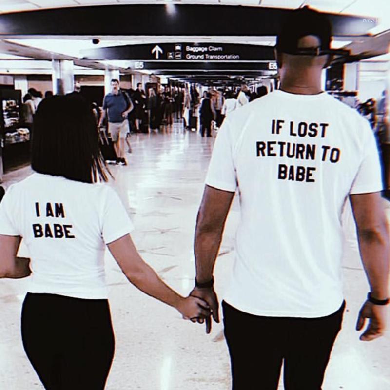 

Letter Printing Casual Couples Lovers T Shirt Men Women 2022 Summer Short Sleeve O-Neck Valentine Tops Tees Women' T-Shirt
