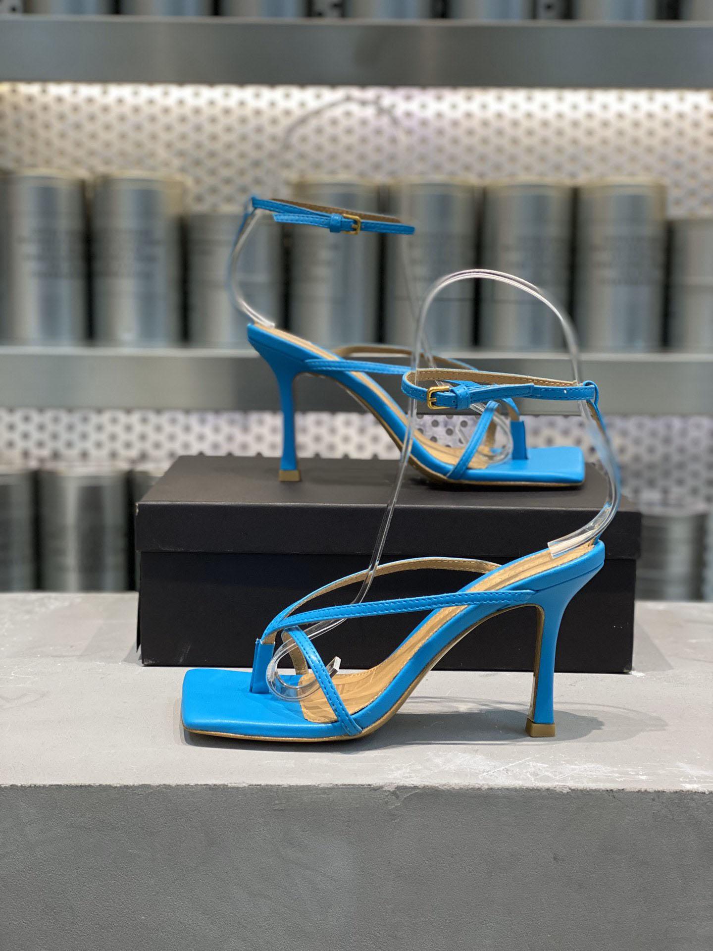 Designer femmes Stretch sandales 2022 cuir talons hauts été dames mode plat tissé pantoufle femme chaussures avec boîte taille 35-40