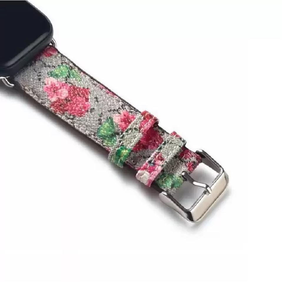 

fashion G Flower designer watch Strap 42mm 38mm 40mm 44mm 45mm 41mm iwatch 1 2 3 4 5 6 7 watchband Leather Bracelet Stripes L-Flow233n