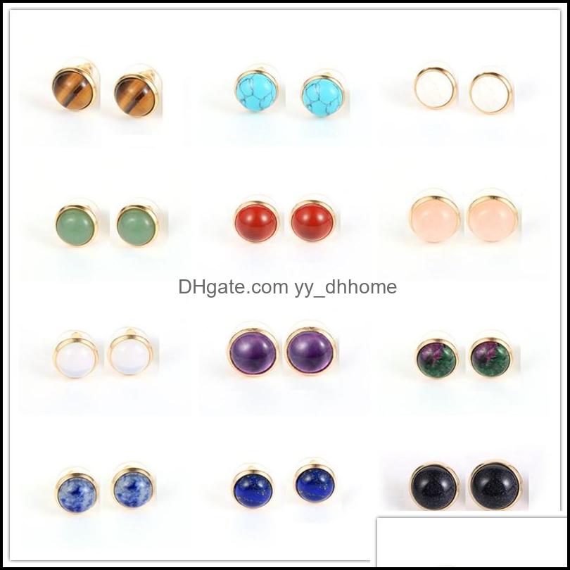 

Stud Fashion Natural Stone Gold Plated Earrings Druzy Crystal Pink Asymmetry Geometric Earring Women Girl Date Jewelry Gift Yydhhome Dheln