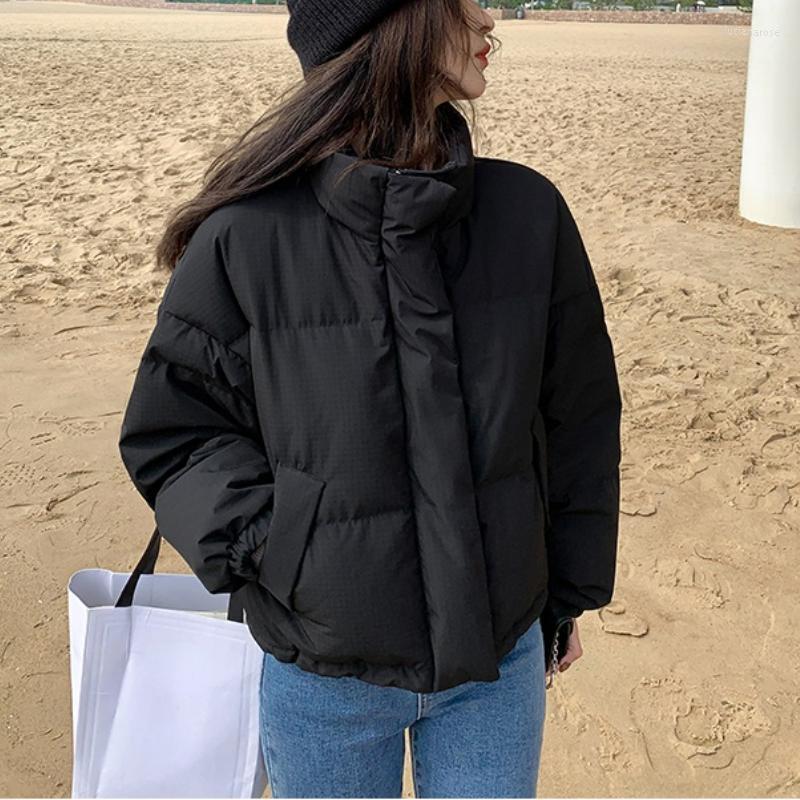 

Women' Down & Parkas Casual Pure Color Puff Coat Women 2022 Winter Korea Fashion Y2k Jacket Evening Party Long Sleeve Loose Female Design L, Black