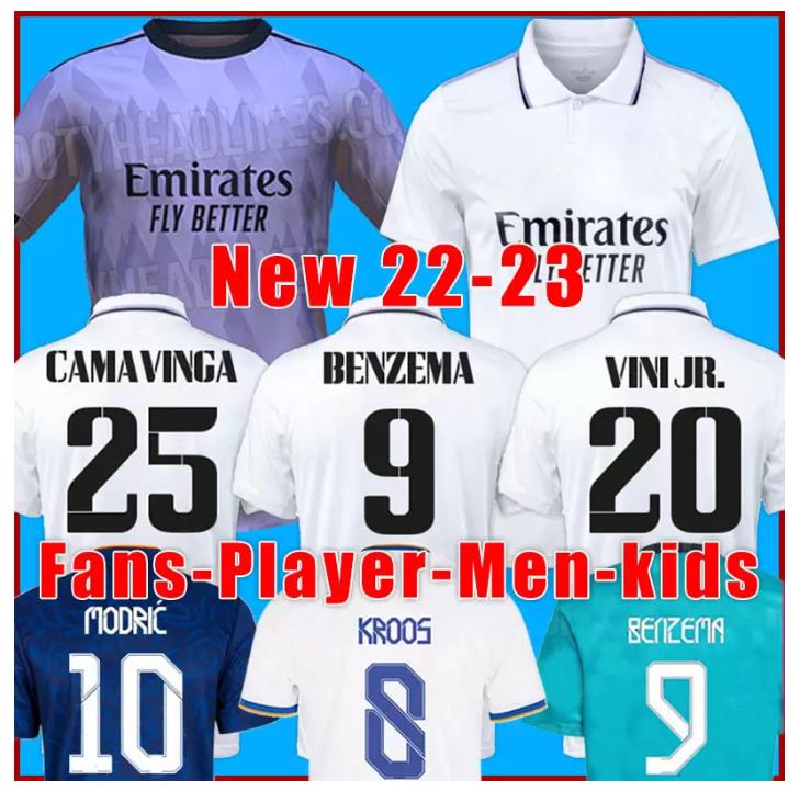 

BENZEMA soccer jersey 22 23 football shirt VINI JR CAMAVINGA ALABA HAZARD ASENSIO MODRIC KROOS VALVERDE REAL MADRIDS camiseta men kids kit 2022 2023 uniforms 999, This option does no ship