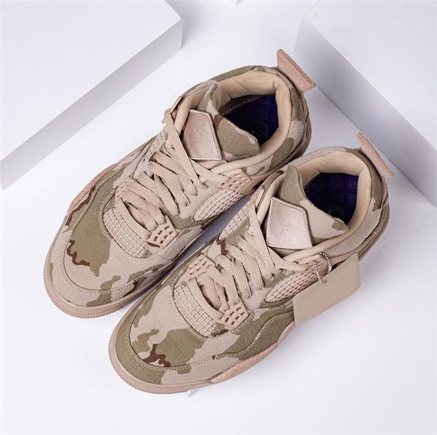 

Shoes Aleali May x Authentic 4 Camo Veterans Day PE Men Women Brown Green Camouflage University Blue Off 4S Black Cat White Outdoor, With original logo