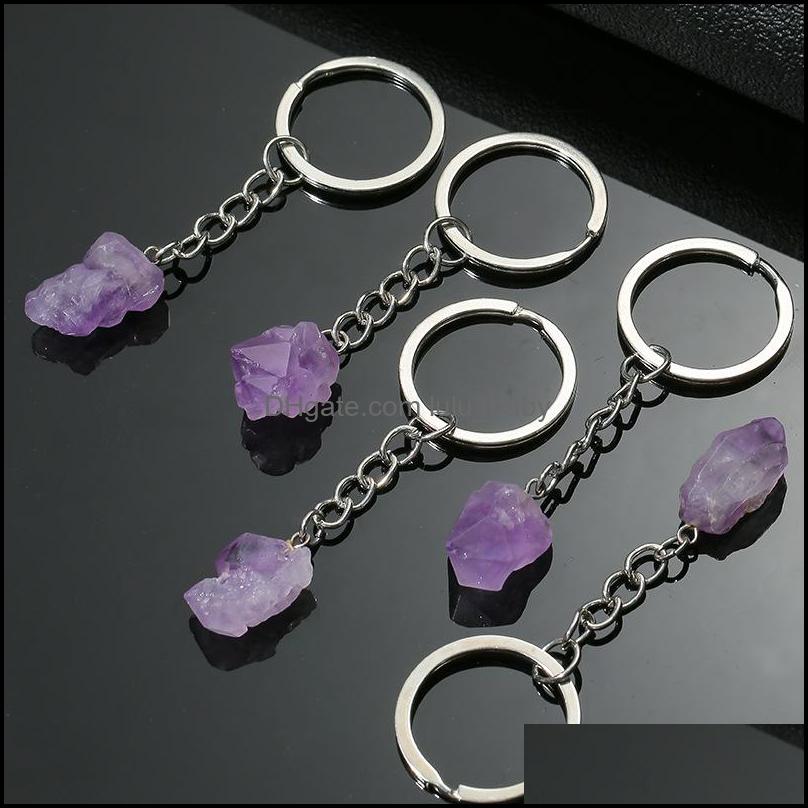 

Key Rings Jewelry Natural Stone Amethyst Crystal Ring Keychain Pendant Keyrings Bag Accessories Drop Delivery 2021 Phvoq