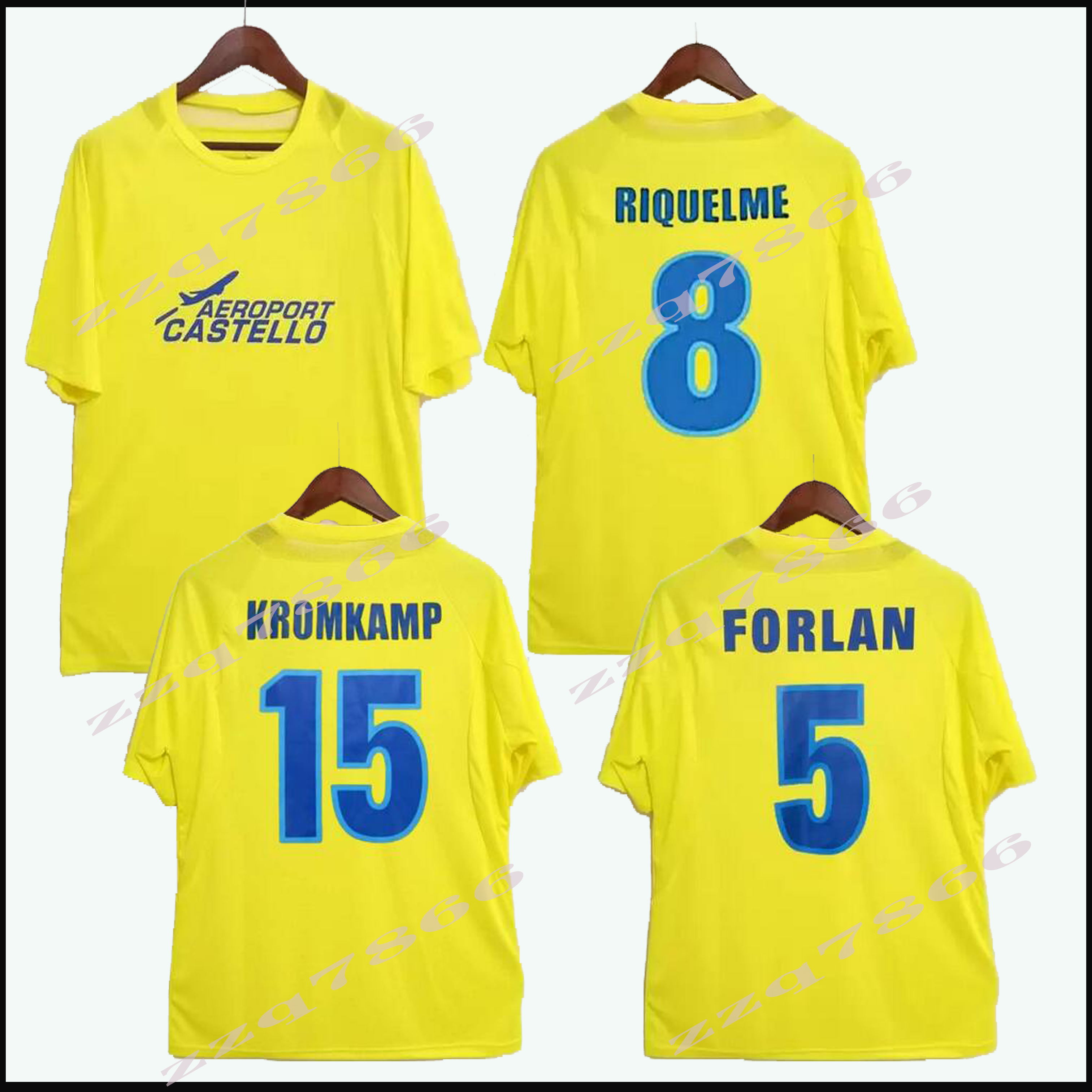 

2005 2006 Villarreal retro soccer jerseys home yellow 05 06 Classic Vintage Camisa de futebol RIQUELME FORLAN KROMKAMP Football Shirt