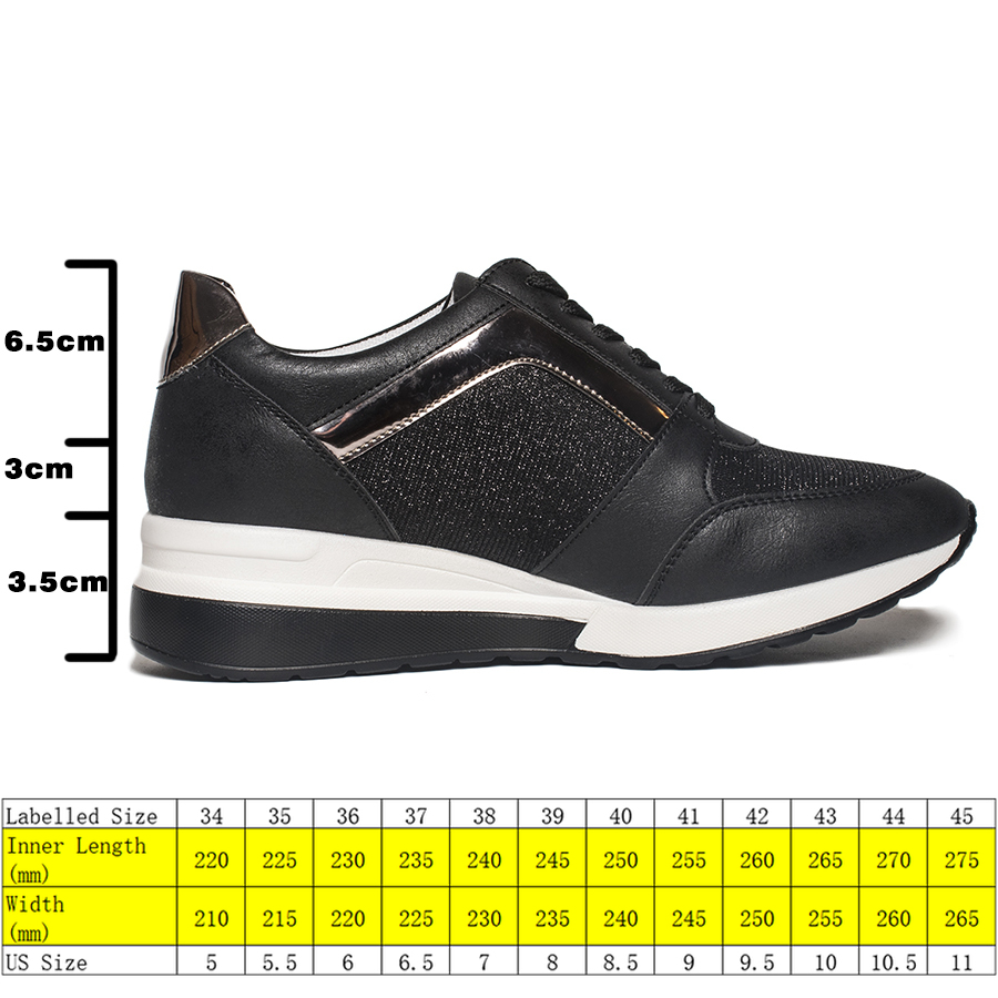 

5cm Sneakers Women Spring 2022 Thick Bottom Fashion Breathable Slip Wedge Autumn Platform Wedge Causal Women Mesh Shoes, Black