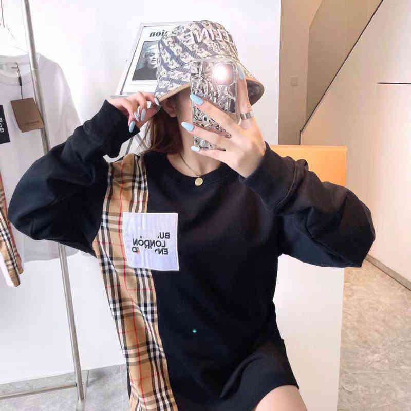 

Luxury BBR clothes High version b 2022 new fashion versatile men' and women' same splicing lattice couple round neck sweater, White