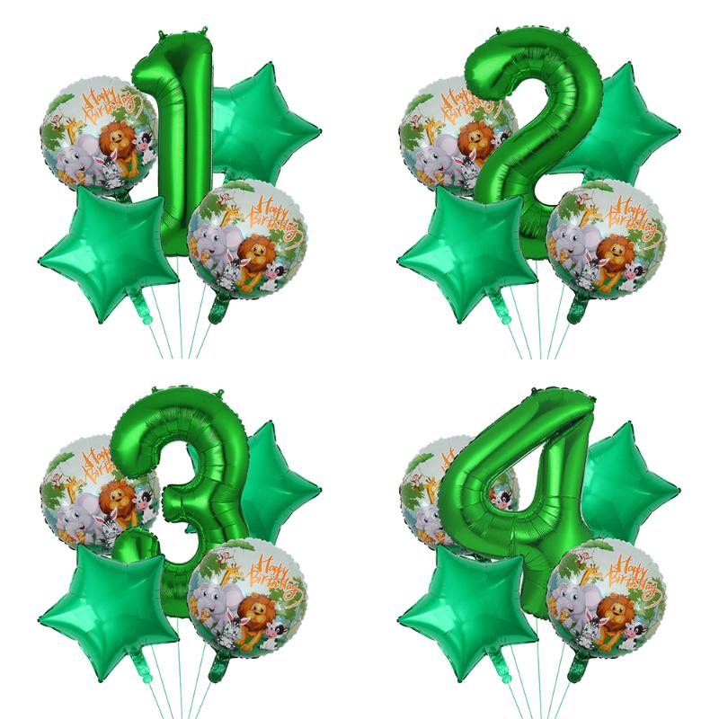 

Party Decoration 5pcs/lot Animal Foil Balloons Gold Number Air Balls Wild Theme Safari Birthday Baby Shower Jungle
