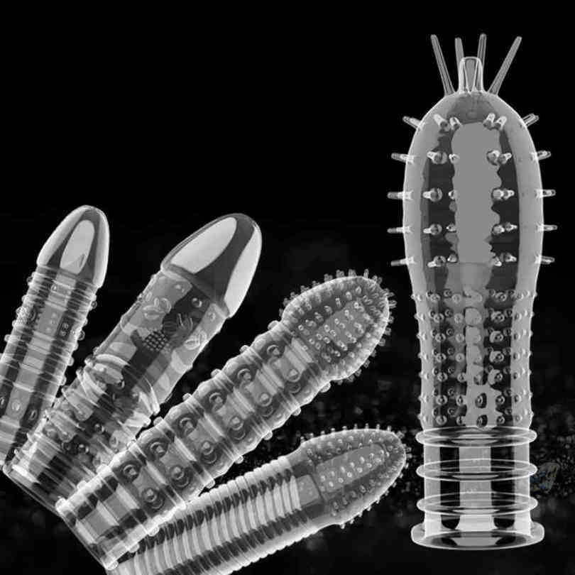 Massager Sesy Toys Sex Condom 14 Type Transparent Crystal Penis Sleeve Male Enlargement Time Delay Spike Clit Reusable s Toy for Couple JCA6-image-768853976