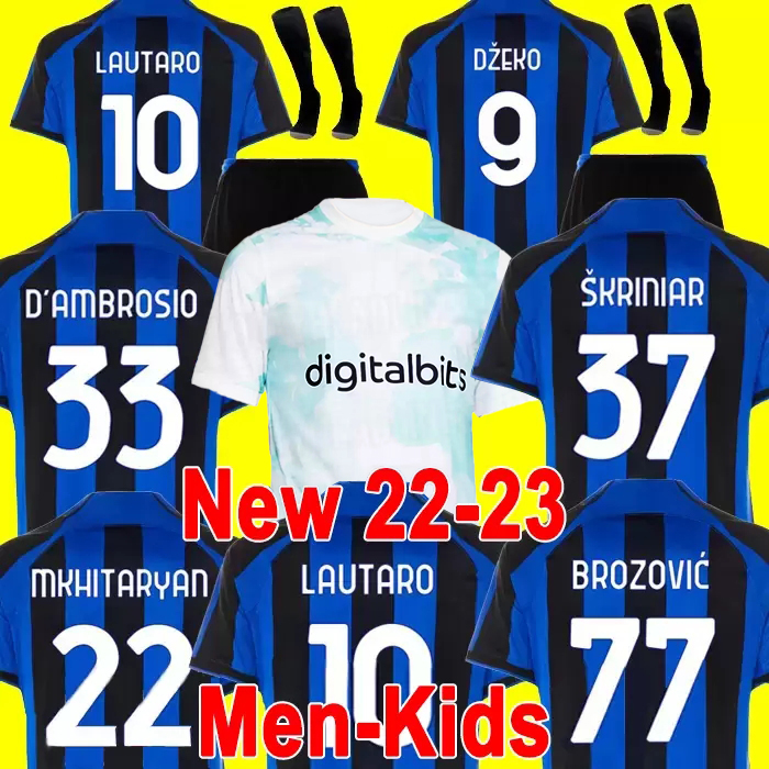 

LUKAKU soccer jersey 22 23 BARELLA VIDAL LAUTARO ERIKSEN INTERS DZEKO CORREA AWAY THIRD MILANS UNIFORMS TOPs football shirt 2022 2023 men kids kit, 22/23 men home + patch
