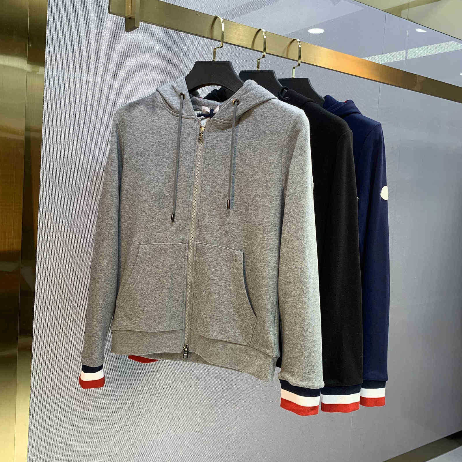 

Trendy Casual Style Mon Men's Hoodies Jacket France Fashion Comfortable Women Armband Simple Street All-match Sweatshirts, Gray