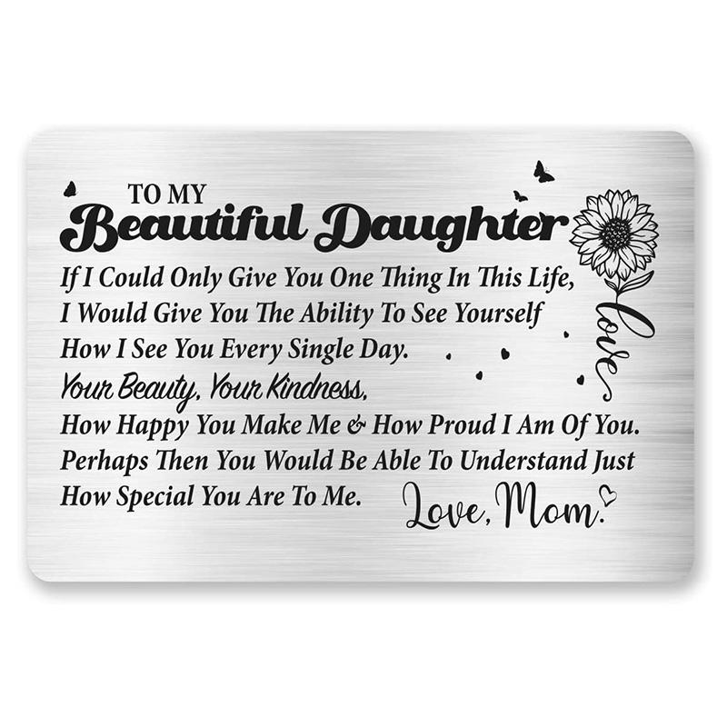 

Keychains Daughter Gift From Mom To My Engraved Metal Wallet Card Inserts,Inspirational 16 Birthday Graduation Gifts DIY Custom