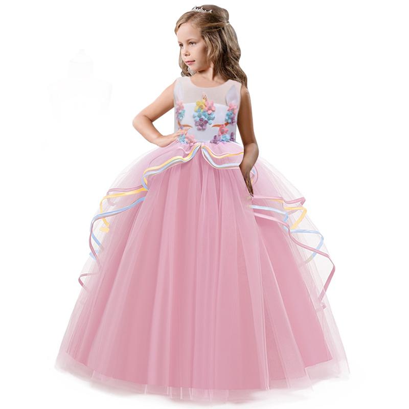

Girl's Dresses Elegant Formal Dress Girls Clothing Flower Wedding Evening Clothes Kids For Princess Party Long Gown 6-14yrsGirl's, As picture