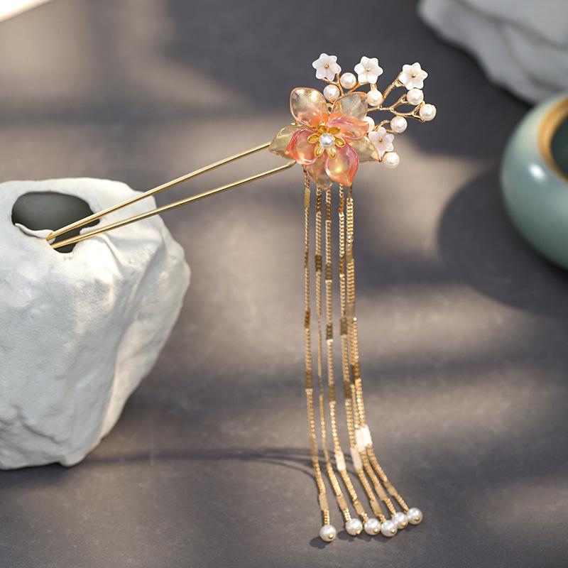 

Hair Clips & Barrettes Ancient Chinese Gold Color Simulated Pearls Flower Long Tassel Stick Hairpins Step Shake Headpieces For Bride NoivaHa