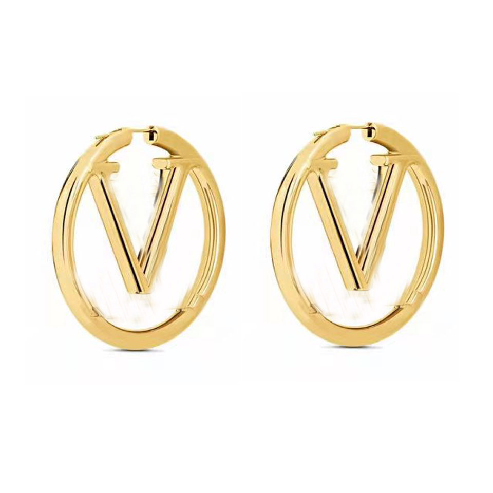

Luxury big gold hoop earrings for lady women orrous girls ear studs set Designer Jewelry earring Valentine's Day Gift engagement for Bride boucles d'oreilles de luxe