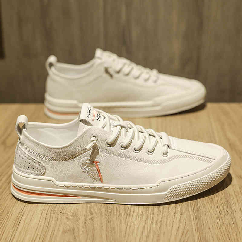 Fashion brand Medusa embroidery autumn new European goods one foot fashionable men's casual low top white shoes