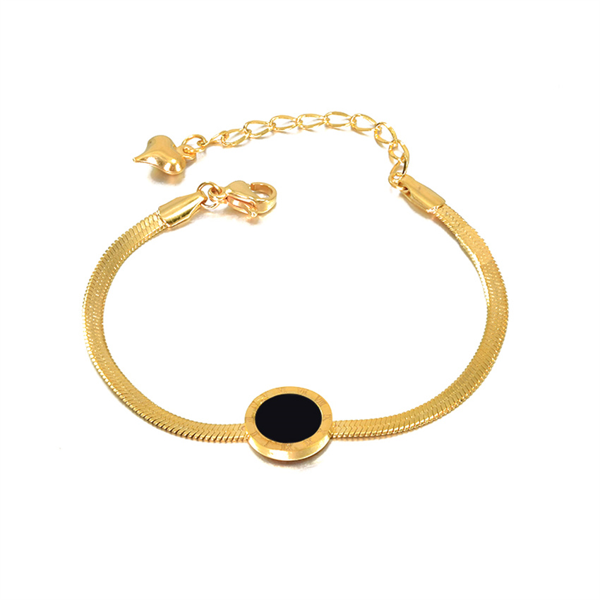 

Designer Bangles For Women Fashion Charm Stainless Steel Jewelry Roman Numerals Black Shell Indian Female Bracelet Christmas Gift Female Wedding Holdiay Party