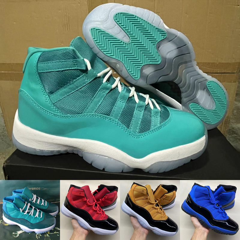 2022 Chaussures de basket-ball Jumpman 11 Moyen Olive Green 11s Mint Green Xi Silver Anniversary Sports Sneakers Trainers Outdoor Shoe Taille 36-