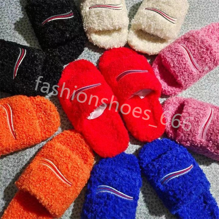 

2022 Top Quality Luxury Designer Womens Slippers Ladies wool Slides Winter Fur Fluffy Furry Warm letters Sandals Comfortable Fuzzy Girl Flip Flop Slipper, Box