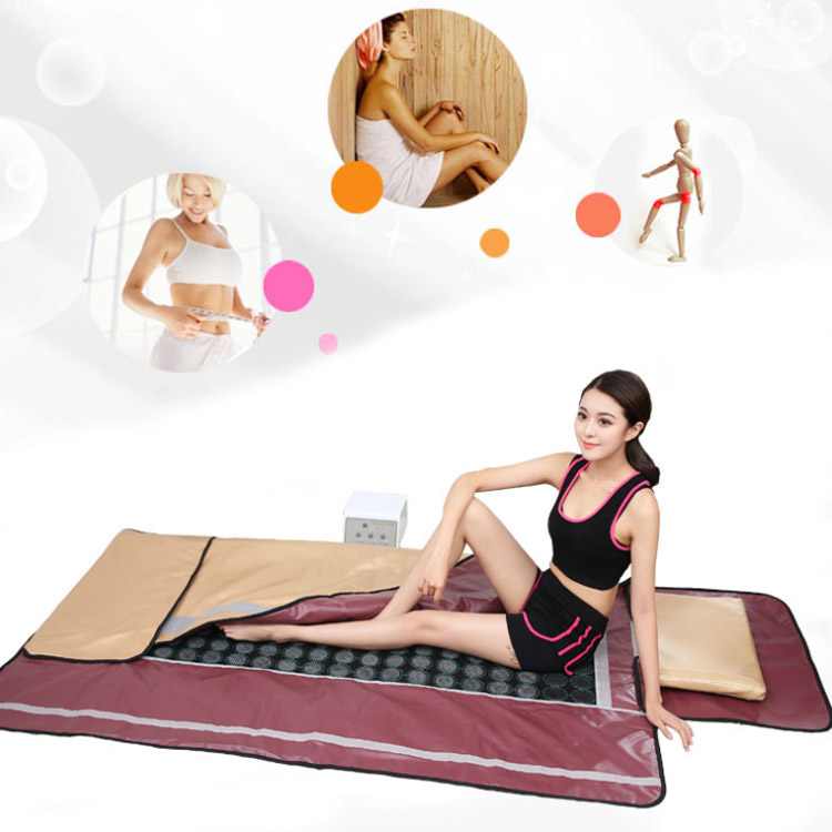 Luxury High Rank Professional Detox Slimming Machine Heat Cellulite Lose Custom 3 Zone Stones Far Infrared Sauna Blanket negative oxygen ion technol