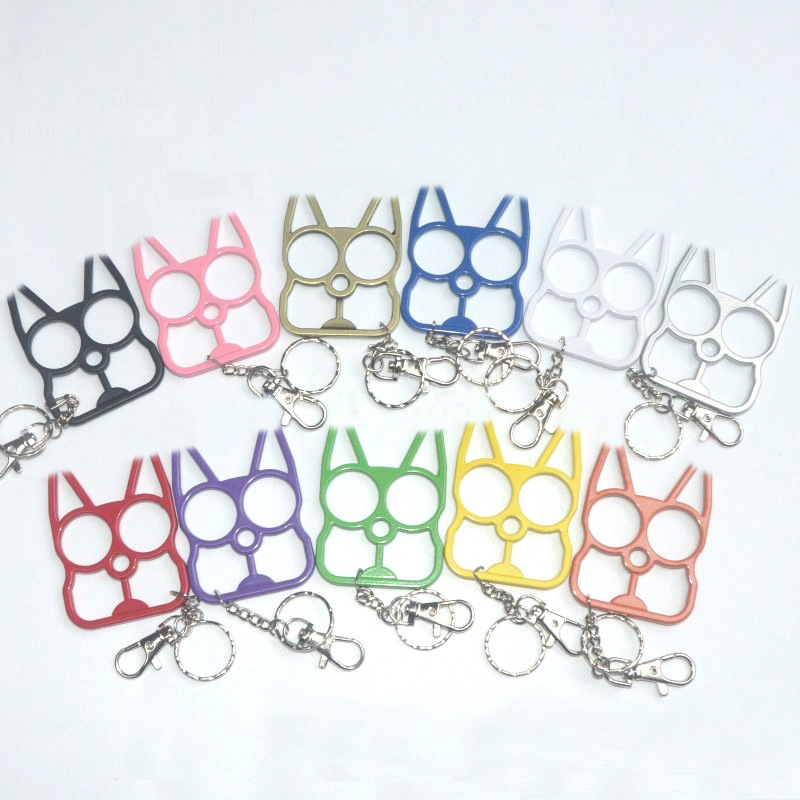 

10 Colors Multifunctional Defense Cat Keychain Cartoon Cats Finger Tiger Set Two Buckle Self-defense Broken Windows Machine Buckle Pendant