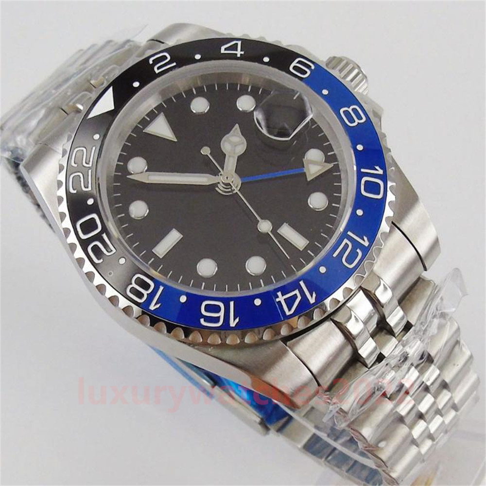 

Wristwatches 40MM Automatic Cal.2836 Movement Sapphire Glass Hand Date Window Sterile Dial Jubilee Mental Strap Black Blue Ceramic Bezel BPF Factory Mens Watch