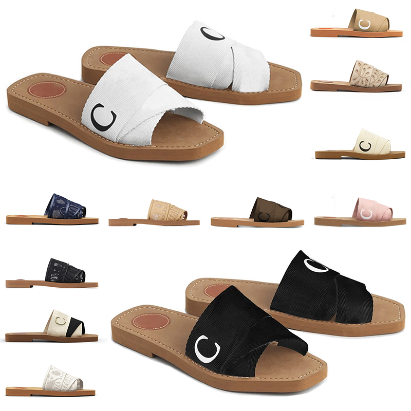 

Women Slippers Summer Rubber Sandals Beach Sliders Scuffs Indoor Shoes Designer Canvas Cross Woven Outdoor Peep Toe Woody Casual Slipper Letter Stylies Shoes