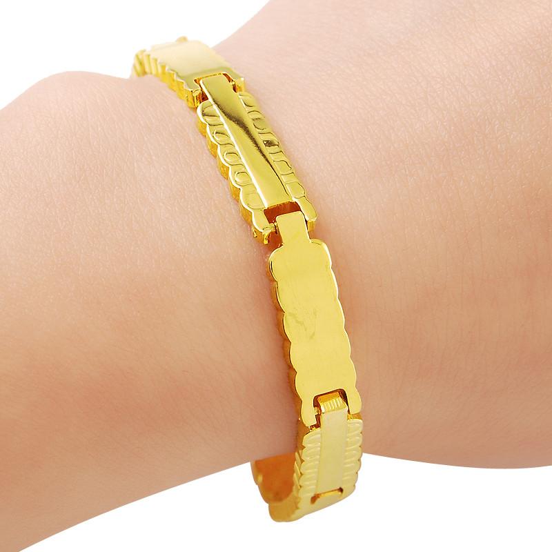 

Charm Bracelets 24K Gold Bracelet 4 MM Wave Plated Jewelry Gifts For Men & Women