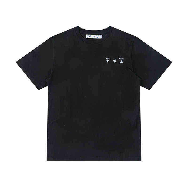 

Factory Direct Sales Designer New Brand Short Sleeve Wholesale Spring Summer Off Purple Arrow Print Casual Round Neck T-shirt for Men and Women, White