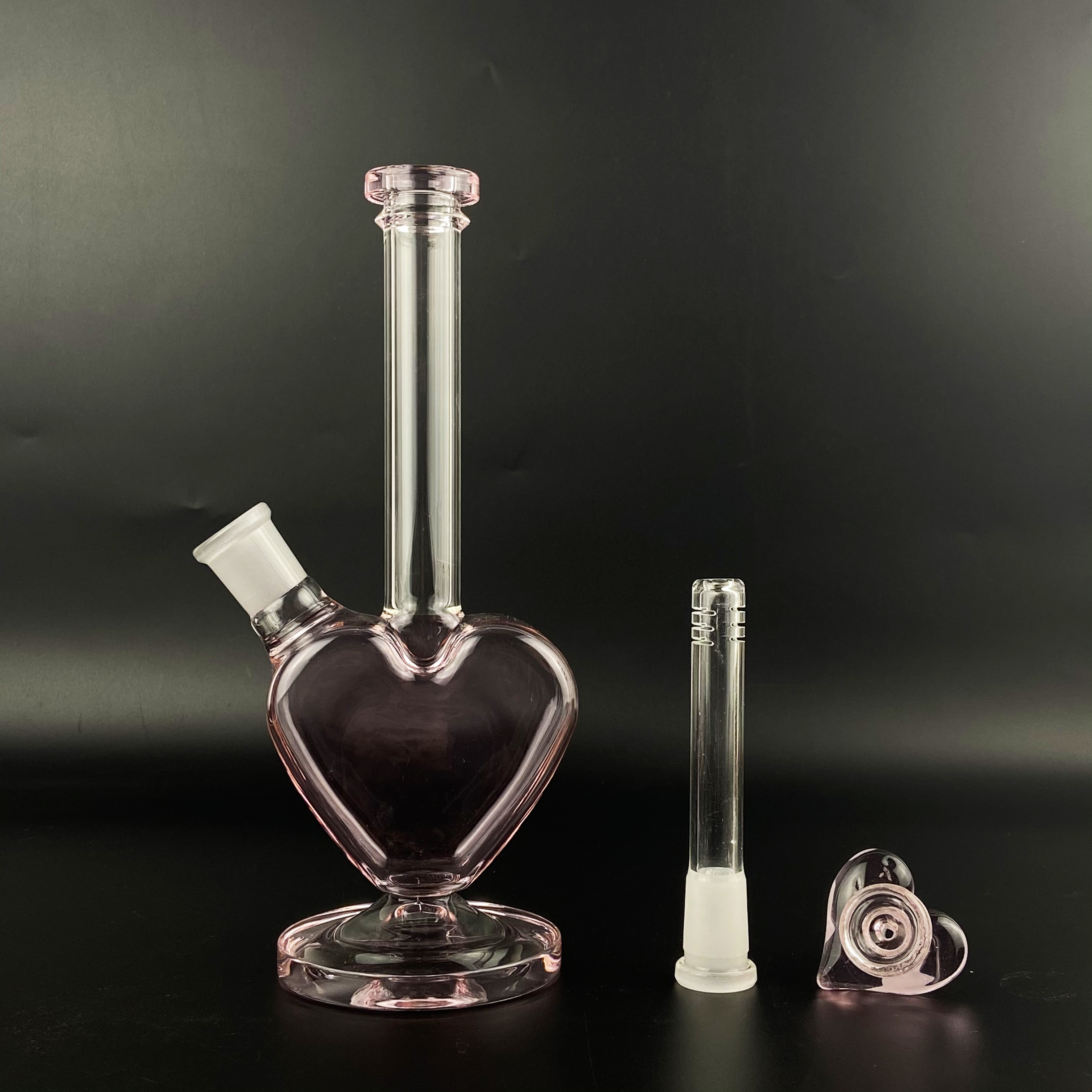 

9inch Pink Heart Shape Glass Bong Hookah Shisha Dab Rig Smoking Water Pipe Filter Bubbler With Heart Bowl