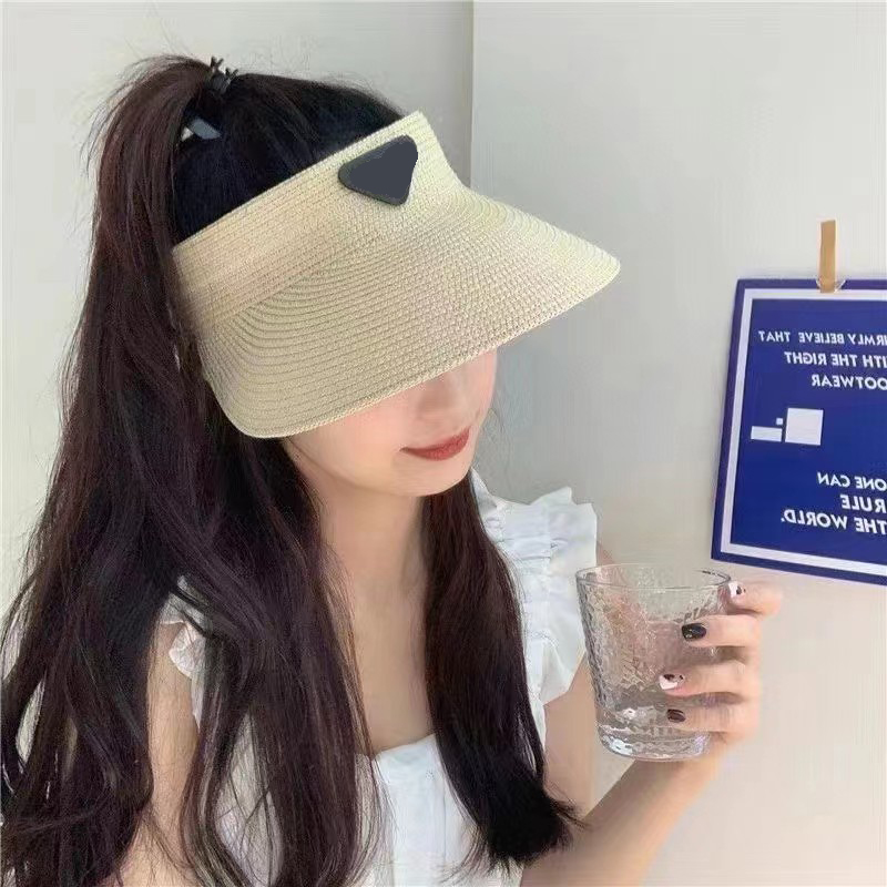Summer visors Sun Hat women Anti Uv Female hats Outdoor Visor Cap fashion designer Letter Empty Top Caps Casual Straw Shade Beach Sunhat Lady bas