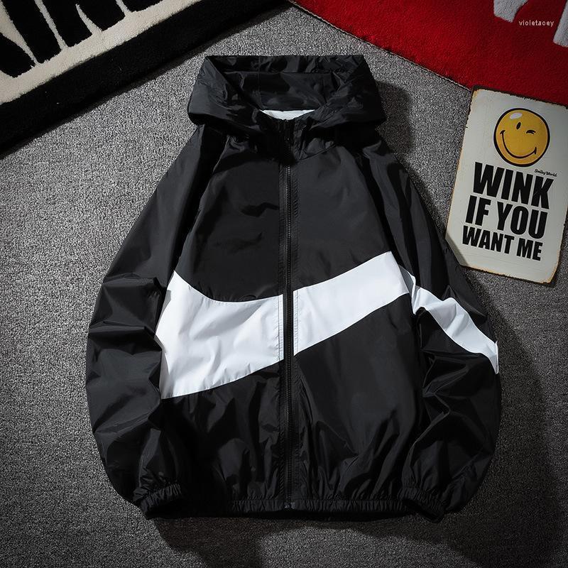 

Men's Trench Coats Street Hip-Hop Jacket Spring And Autumn Sun Protection Windbreaker Zipper Hooded Oversized Casual Harajuku Pilot Me Viol2