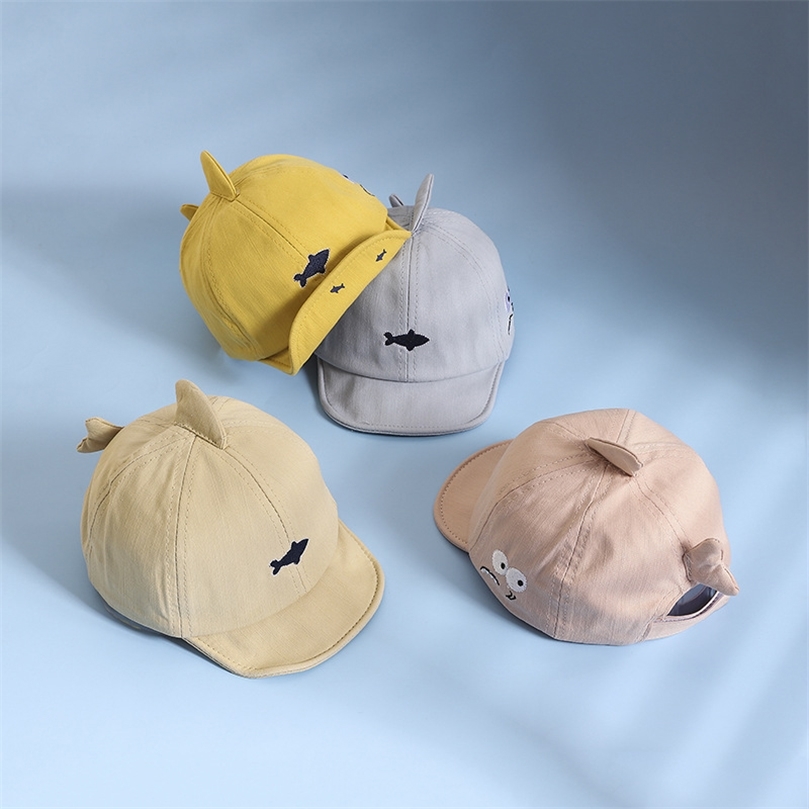 Cute Shark Embroidery Baby Baseball Cap Spring Summer Infant Sun Hat Soft Brim Cotton Toddler Girl Boy Visor Caps Beach Hats 220611