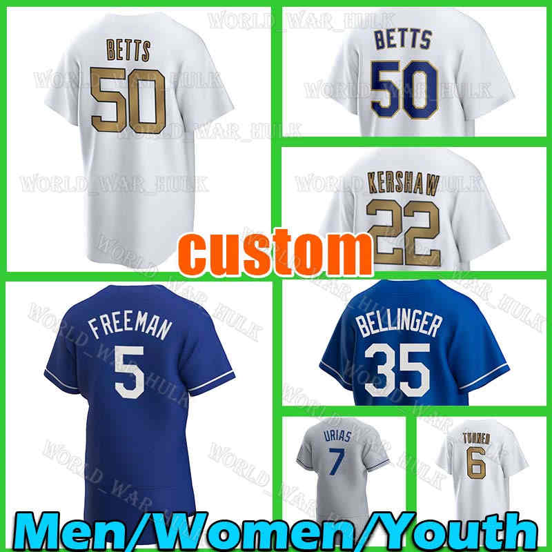 

Mookie Betts Jersey 5 Freddie Freeman Clayton Kershaw Baseball Justin Trea Turner 2022 ALL Star Julio Urias Cody Bellinger Dodgers Walker Buehler Muncy Trevor Bauer, Men custom cool base(d q)+patch