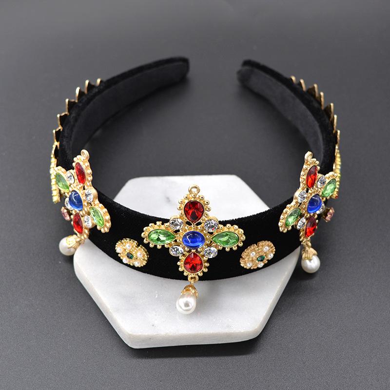 

Hair Clips & Barrettes European And American Baroque Headband Women Catwalk Lemon Flower Wide Brim HeadbandHair