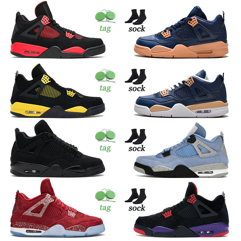 

Jumpman 4 4s Sports Sneakers Basketball Shoes Jordams University Blue Red Thunder Pure Money Black Canvas Royalty Womens Mens Sneakers Trainers Size 13, D23 kaws grey 40-47