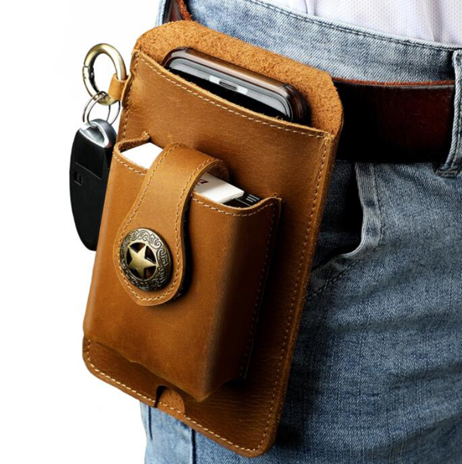 

6103 Mini portable money clips Highly quality wear belt mobile phone pockets outdoor sports leather tactical waist bags