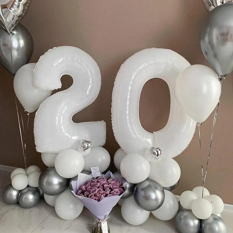 

Party Decoration 2pcs 32inch Jelly White Rose Gold Balloon 18 21 30 40 50 60th Birthday Decoras Kids Adult Number Foil