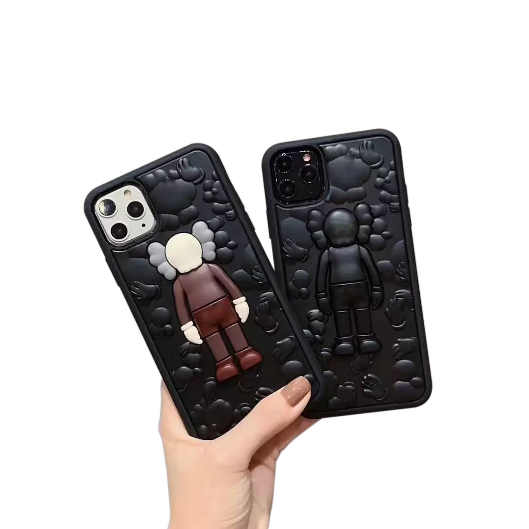 

3D Silicone Phone Cases For Iphone 13 12 11 Pro Max Xs Xr 8 7 Fashion Luxury Cute Cartoon Doll Protection Cover Shockproof Anti-drop, Black brown