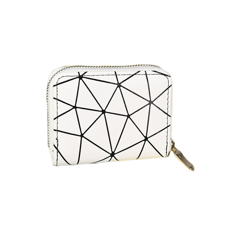 Black And White Ladies Diamond Short Pu Zipper bag Large Capacity Multi-card Custom Luxury Designer Wallet