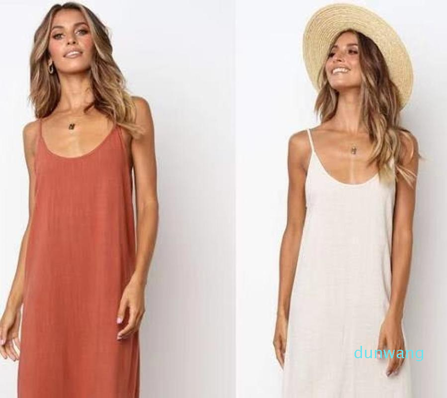 

Casual Dresses Fashion Summer Women' French Solid Color Dress Ladies V-neck Slim Chic Suspender Banquet, Wh