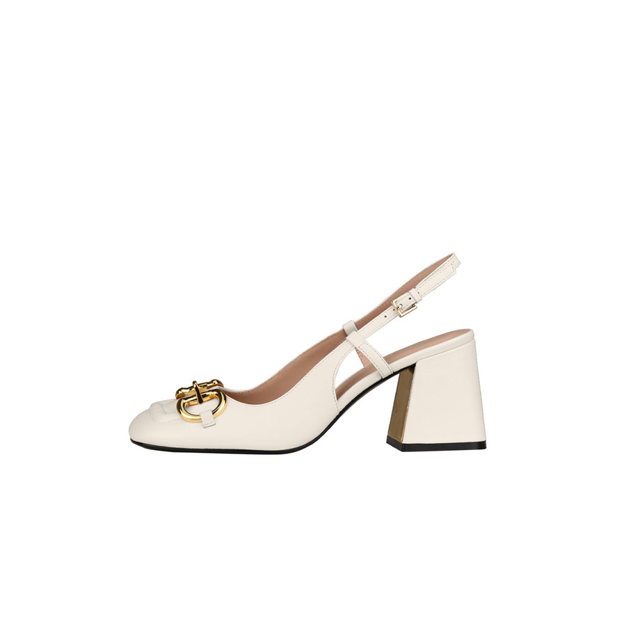 

High heels 2022 new thick heel back empty toe sandals women's summer outer wear women's shoes, White