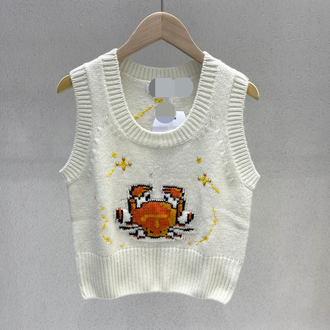 

702 2022 Milan Runway Summer Brand Same Style Sweater Sleeveless Crew Neck Pullover High Quality Womens Qian, Customize
