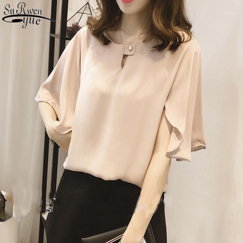 

Large Size 4XL Korean Style Chiffon Blouse Female Batwing Sleeve Loose Short Solid Woman's Shirt Pullover 10345 Women's Blouses & Shirts, White