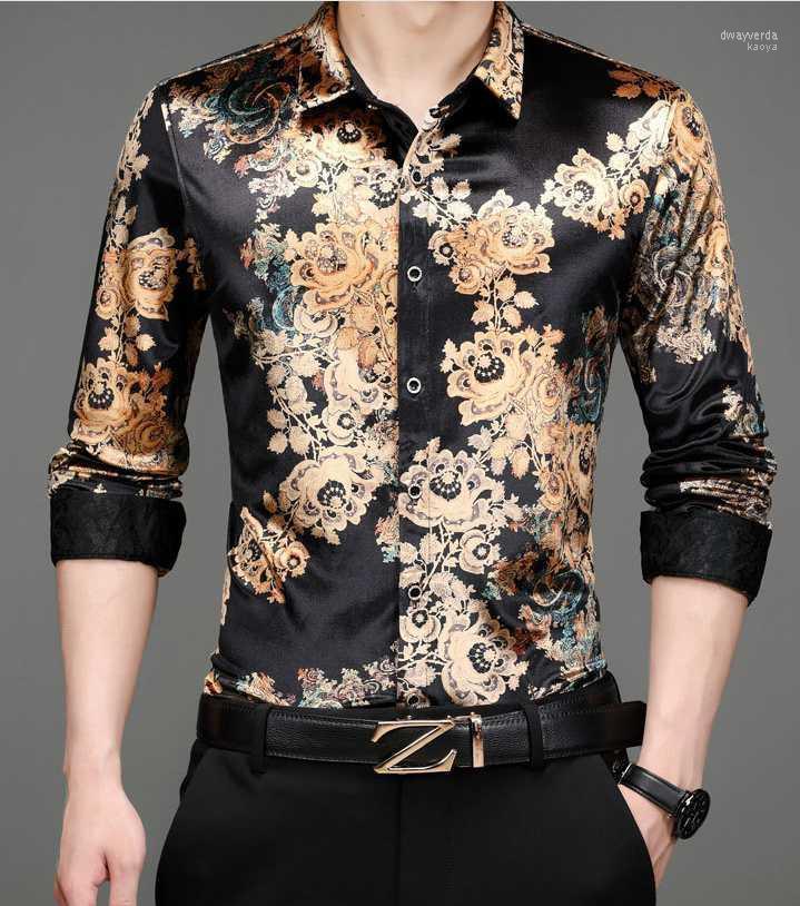 

Men's Dress Shirts Fashion Trendy Casual Velvet Shirt Formal Business Slim Social Party Silk Spring Autumn Tops Drop Dway22, Style1