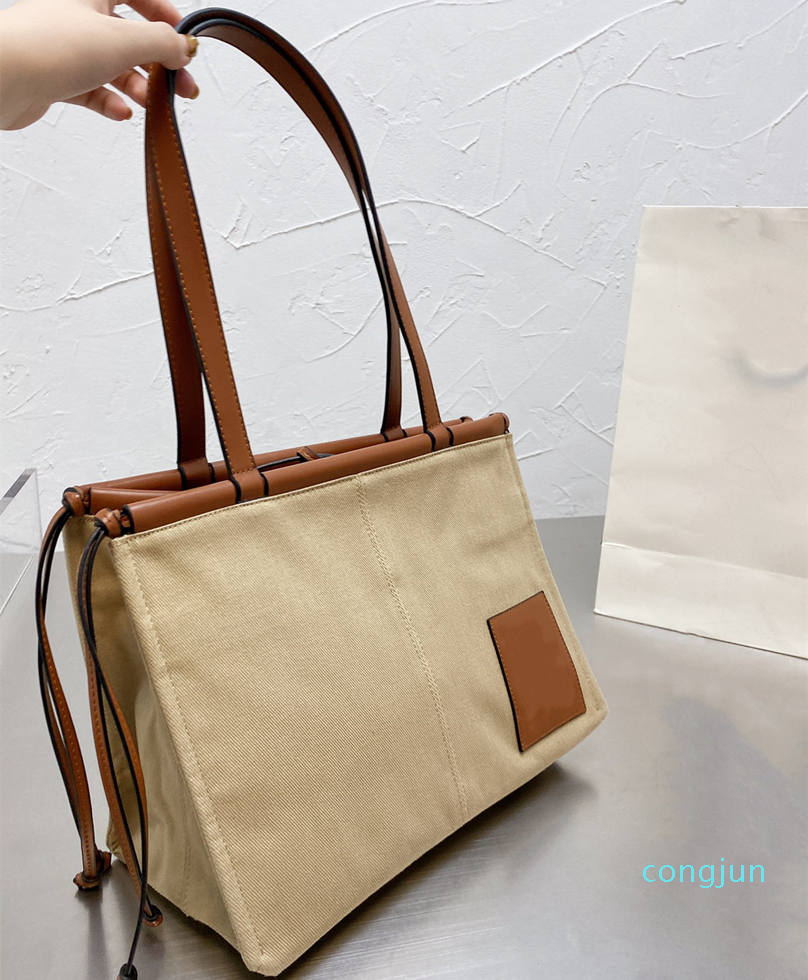 

Designer- Fashion denim canvas shopping bags Women Beach Bag Simple Handbags, Blue