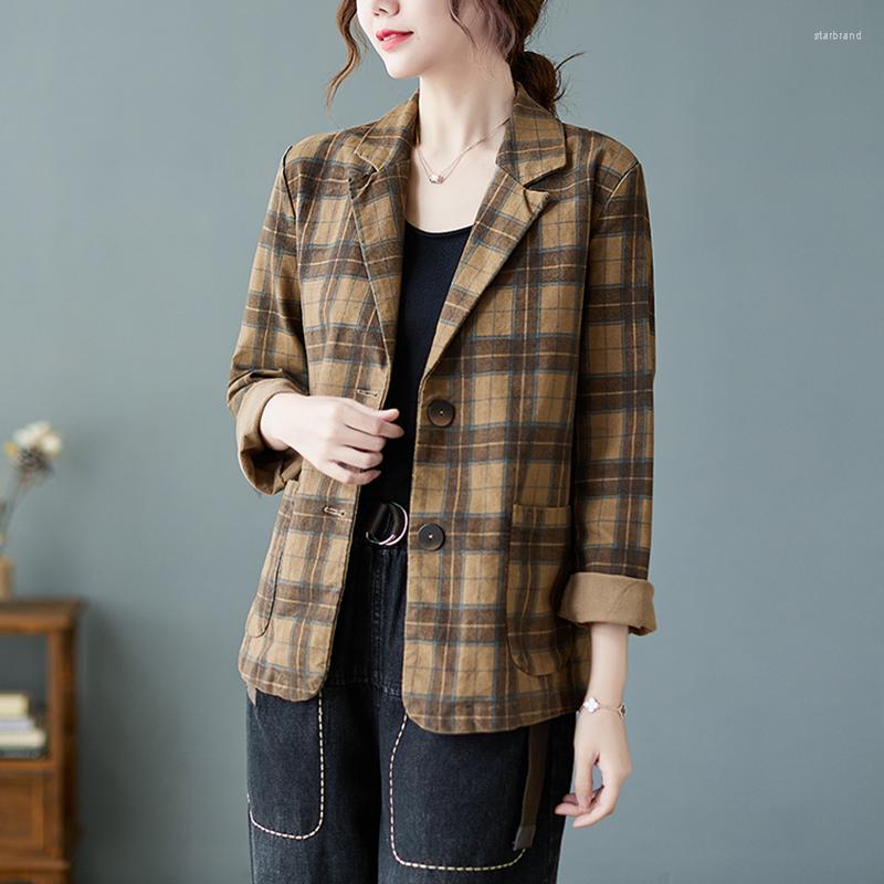 

Women's Suits & Blazers Women's Blazer Spring Autumn Korean Fashion Ladies Coats Plaid Women Clothing Suit Jacket Female Chaquetas Lq920, Khaki