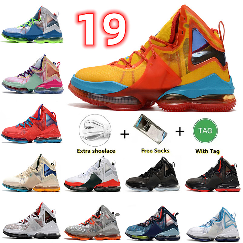 

lebron 19 lebrons 19s proto men basketball shoes Uniform Hook King Crown Valentine Day Dutch Blue Black and Aqua Bred Fast Food trainers sports sneakers LBJ James 19, Color#8
